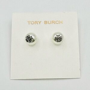 Tory Burch Miller T Pearl Stud Earrings - New!